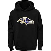 Outerstuff NFL Kids Youth 8-20 Official Alternate Polyester Performance Football Primary Logo Pullover Sweatshirt Hoodie - Baltimore Ravens Black - Large 14-16