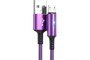 6.6FT Micro USB Cable for Fast Charging & Sync Android Charger, Braided Micro USB Cables with Indicator Light for Samsung Gal