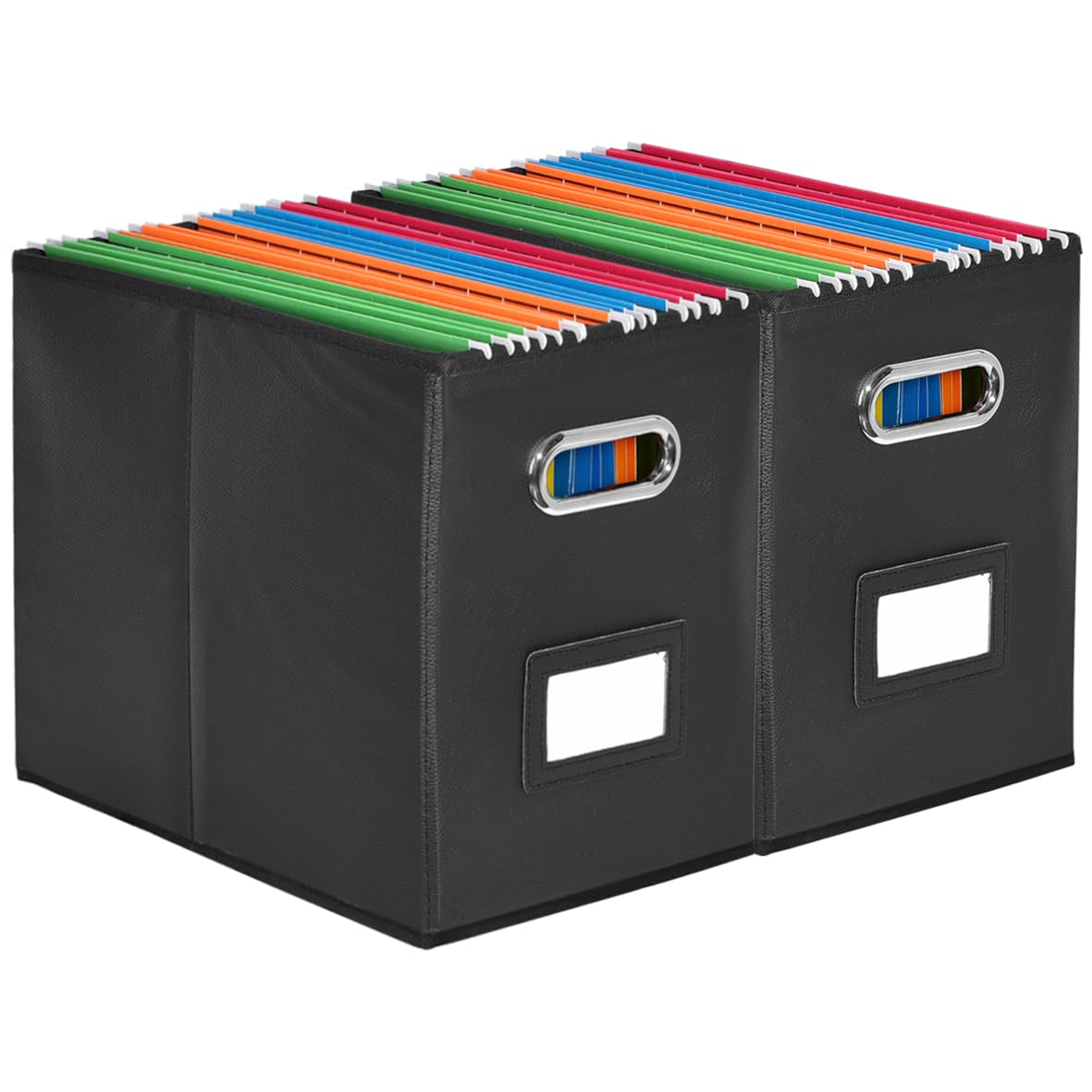 Umtiti 2PCS A4-Size File Organizer Box（Folders not included.File Folder Storage, Durable Hanging Lidless File Box for Office/Decor/Home,Black-2PCS.XS