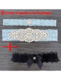 Ealafee 2019 - Liguero de encaje sexy para novia, fiesta, baile, juego de 2 unidades