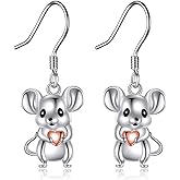 YAFEINI Mouse Earrings 925 Sterling Silver Rat Dangle Earring Animal Mice Jewelry Gifts for Women (rat earrings)