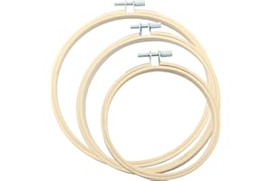 Yixhua 3Pcs Embroidery Hoops Round Bamboo Embroidery Frame Cross Stitch Frame Adjustable Sewing Rings Hoop for DIY Embroidery