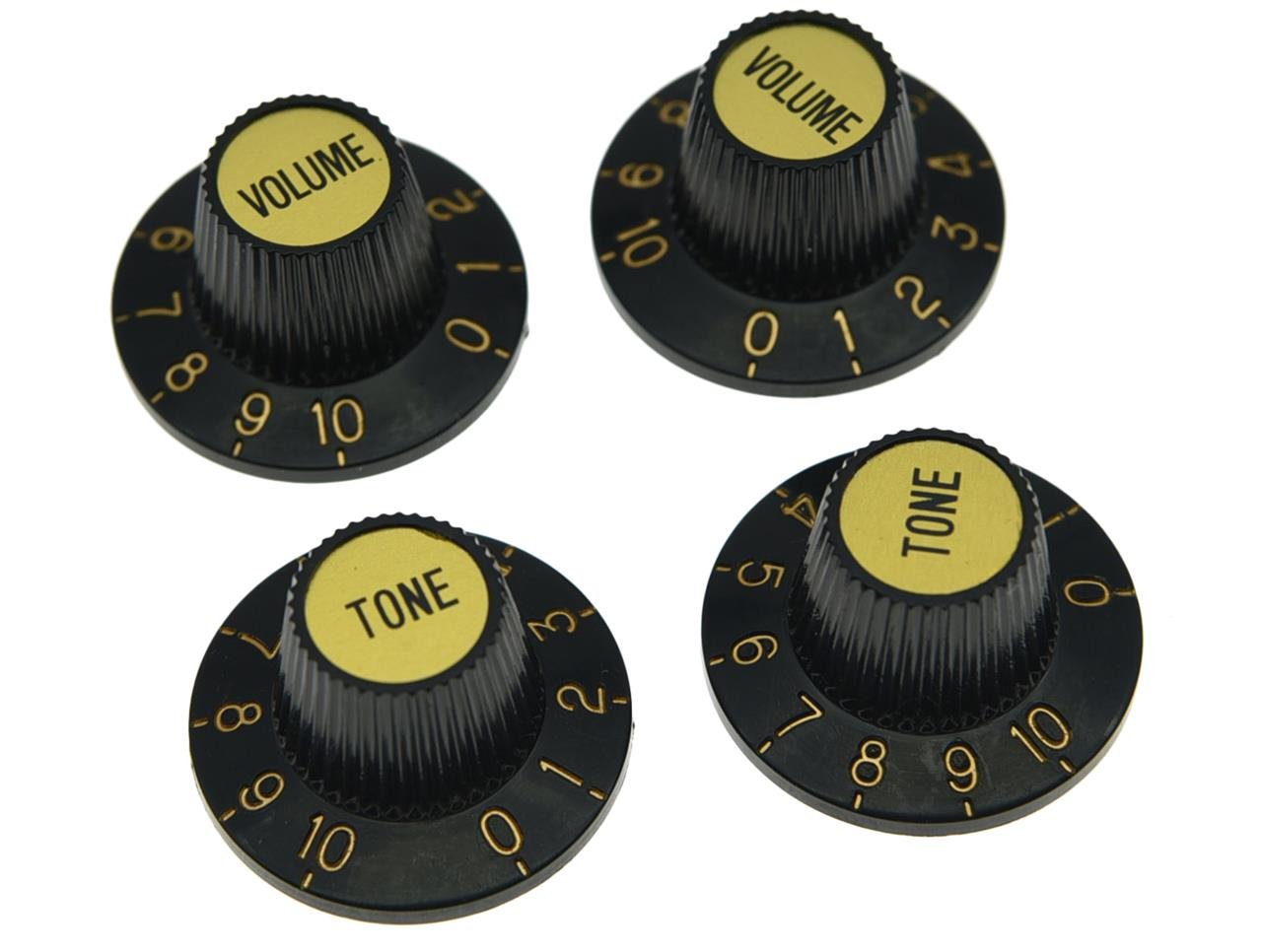Dopro 4pcs Black with Gold Cap LP Metric Guitar Witch Hat Knobs Top Hat Knobs for SG Epiphone Les Paul
