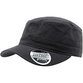 The Vintage Year Washed Cadet Cotton Twill Adjustable Military Radar Caps (Charcoal Gray M)