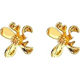 Sylph 14K Gold Plated Flower Earrings for Women, Trendy Blossom Statement Earrings Chunky Floral Hypoallergenic Cute Jewelry Gifts for Her