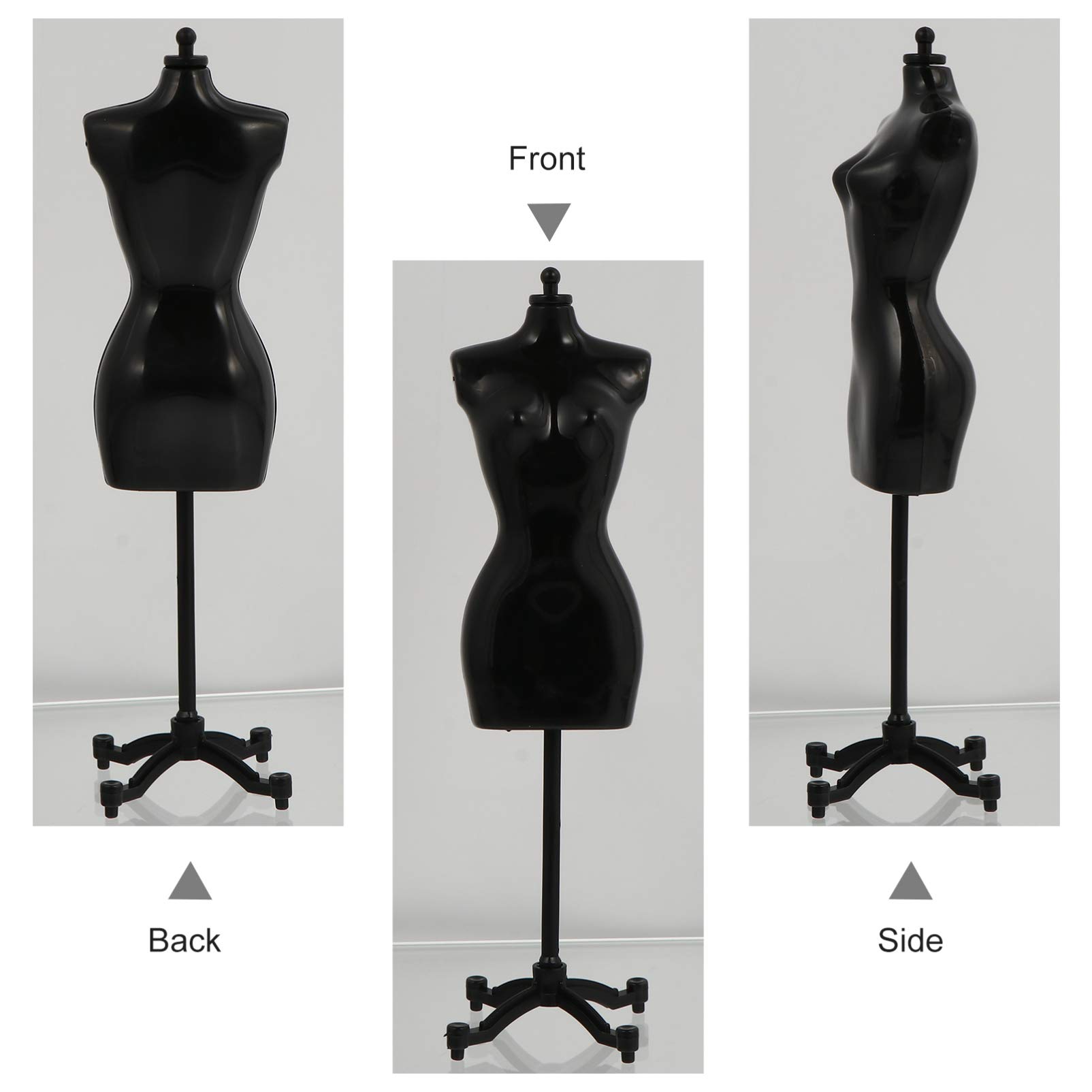 6pcs Doll Dress Form: 8.26×2.16×1.57 inches Mini Mannequin Model Stand for Doll Display Holder Toy Stand Display Support White and Black
