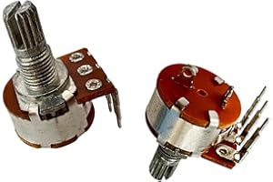 ELCOKITEX 8Pcs B50K Linear Taper Rotary Potentiometer 15mm Knurled Shaft 3 Short Right Angled Pin Speed Regulator with Switch for Lamp Dimming Resistor Adjustable DIY Experiments
