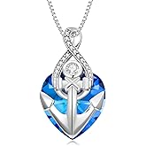 LEECCI Anchor Necklace 925 Sterling Silver Infinity Anchor Pendant Crystal Infinity Nautical necklace Jewelry for Women Mom Wife Girlfriend