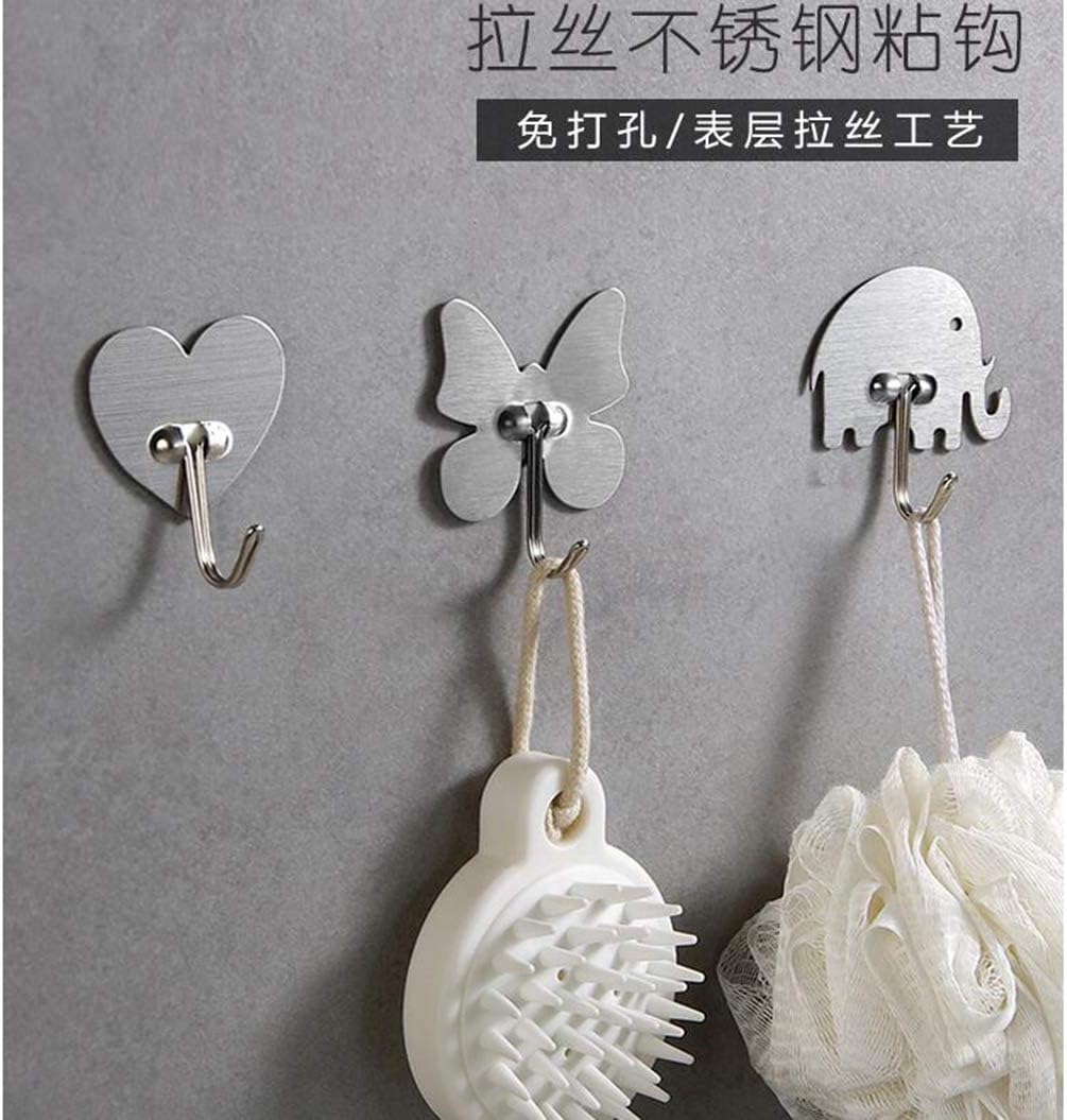 Bathroom Hook - Removable Shower & Kitchen Hooks Hanger for Towel, Bath Robe, Coat, Loofah,Stainless Steel Hook Free Punching Bathroom Hooks Home Kitchen Hook (Butterfly)