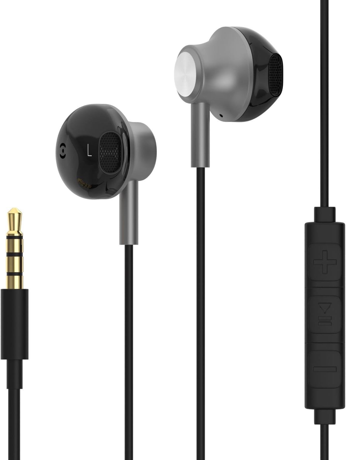 Qubbi® In Ear Stereo Hands-free Headset Headphone Earphone With Volume Control Including Microphone for iOS/Android Black