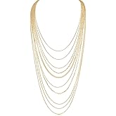 Humble Chic NY Simulated Diamond Statement Necklace for Women - Layered Cubic Zirconia Long Waterfall Chain Necklace