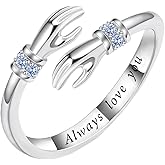 LEXLUNE Adjustable Hug Ring for Women 925 Sterling Silver Fine Jewelry Gift for Her, Birthstone Ring