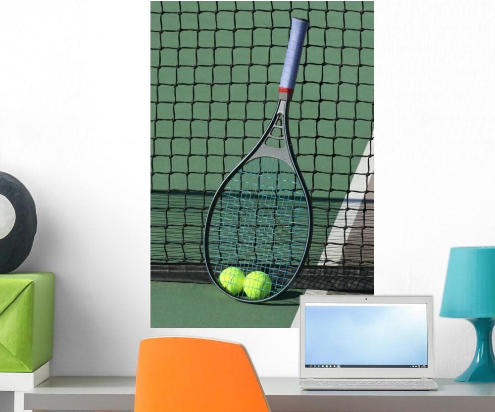 Wallmonkeys Tennis Balls and Racquet Wall Mural Peel and Stick Graphic (24 in H x 16