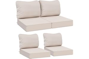AAAAAcessories Outdoor Deep Seat Cushions, Waterproof, Fade-Resistant Patio Furniture Replacement Cushions, 24" x 24" x 5", Set of 4, Khaki Beige