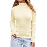 Dwnval Womens Long Sleeve T Shirts - Casual Mock Turtle Neck Stretchy Slim Fitted Knit Going Out Tops