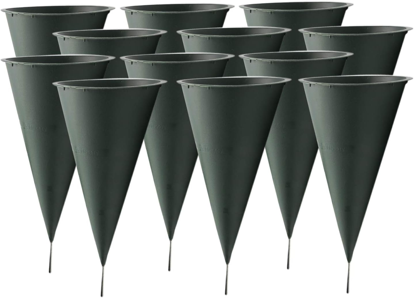 Decorative Garden Stakes - Royal Imports Grave Cones Flowers Holder Decorations for Cemetery, Outdoor Memorial Markers, Floral Vase Plastic Pot with Metal Ground Spikes/Stakes, Large, Set of 12