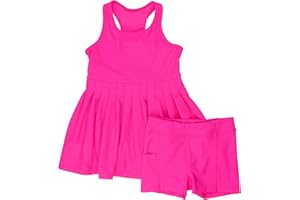 RuffleButts Girls Athletic Active Tiered Dress and Bike Short Set Outift