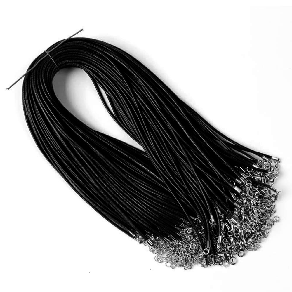 Raylinedo® 20 Pieces 18 inch Wax Cord Necklaces 1.5mm Black Braided Imitation Leather Cord Rope Necklace Chain with Lobster for DIY Jewelry Making