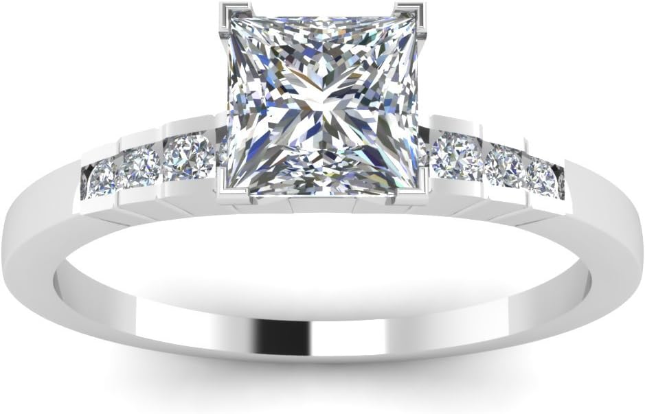 0.60 Ct Princess Cut Diamond Engagement Ring GIA Certified 14K Gold (H Color, VVS2 Clarity)