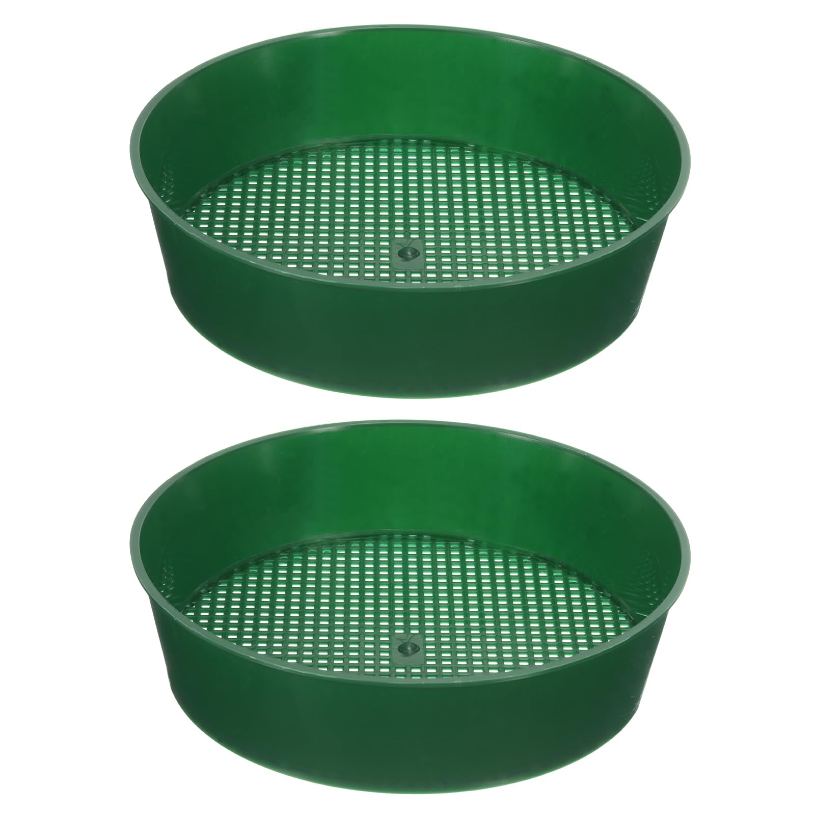 PATIKIL Garden Soil Sifter 8" Dia 1/8" Mesh Screen, 2 Pack Plastic Sand Sieve Sifting Pan Tool for Plant Gardening Flower Nursery, Green