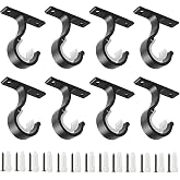Anndason Curtain Rod Mounts - Ceiling and Wall Installation for 1"Rod, Black Color, Set of 8