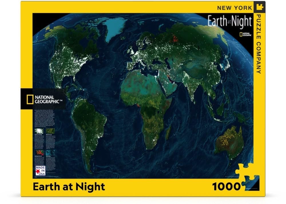 New York Puzzle Company - National Geographic Earth at Night - 1000 Piece Jigsaw Puzzle