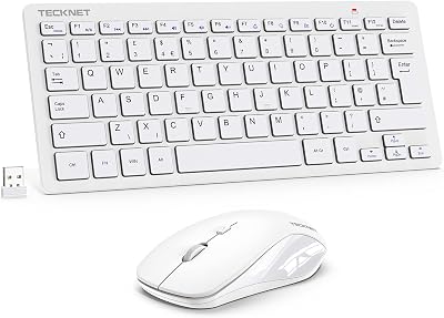 TECKNET Mini Wireless Keyboard and Mouse Set 2.4G USB Receiver 12 Shortcuts