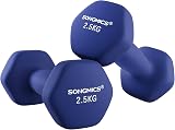 SONGMICS Set of 2 Dumbbells 2.5 kg Neoprene Coated Hex Pair Blue SYL65BU