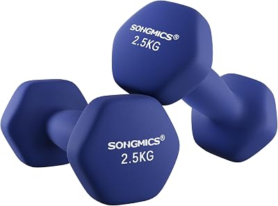 SONGMICS Set of 2 Dumbbells 2.5 kg Neoprene Coated Hex Pair Blue SYL65BU