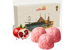 SINCE 1871 GÜLLÜOGLU Gulluoglu Candy Floss pomegranate (Pişmaniye), Luxury Turkish Cotton Candy, Special Halva Candy 0.55lb (Pomegranate)