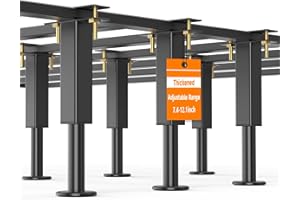 SMIPAM 6PCS Adjustable Height Bed Support Legs, Heavy Duty Metal Bed Frame Support Legs, 7.4-12.1 inch Furniture Risers Replacement with Non-Slip Base for King Queen Slats/Furniture/Table/Couch/Sofa/Dresser