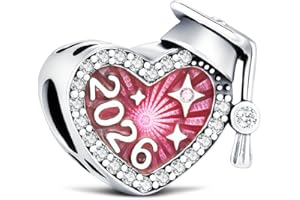 KEQ 2026 Graduation Cap Charms for Pandora Bracelets Necklace 925 Sterling Silver Class of 2026 Bead Bracelets charm for Daug