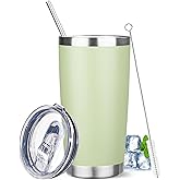 YEBTS Life 20 oz Tumbler with Lids and Straws, Stainless Steel Insulated Travel Coffee Mug, Double Wall Vacuum Insulated Tumblers, Powder Coated Coffee Tumbler for Cold & Hot Drinks (Green Tea)
