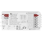 GLEDOPTO ZigBee3.0 LED Controller Pro Smart Home 5 in 1 RGBCCT RGBW RGB CCT WWCW Dimmer DC 12-48V 15A Max PWM Dimming Analog LED Strip Light Work with Hub Bridge Alexa Conbee etc (Hub Required)