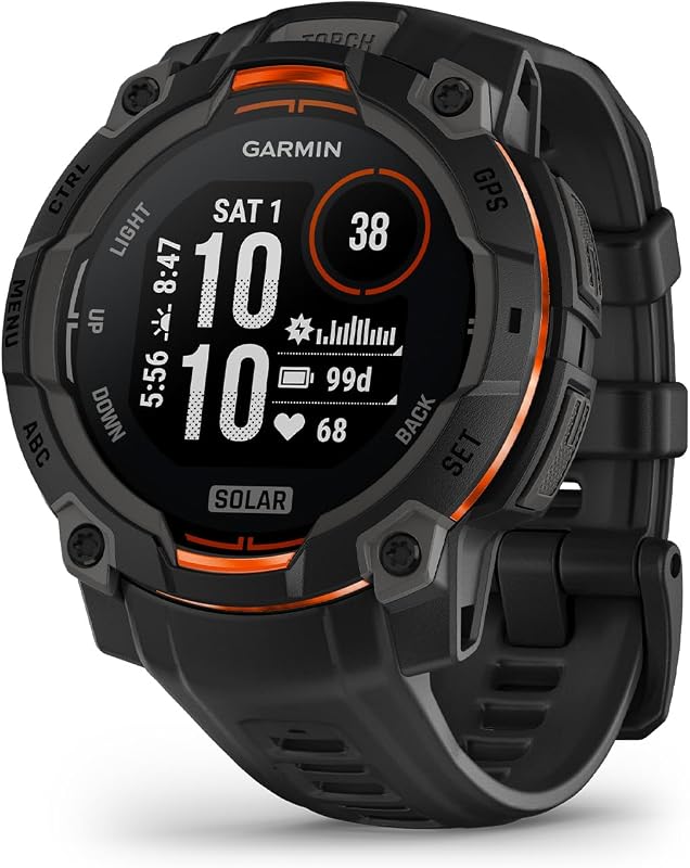 Instinct 3 45mm SOLAR – GPS-Multisport-Smartwatch, 0,9" Display, bis zu 28 Tage Akkulaufzeit, 80+ Sport-Apps, Navigationsfunktion, smarte Features, LED-Taschenlampe,Black, wasserdicht