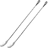 Hiware 2-Pack 12 Inches Stainless Steel Mixing Spoons, Spiral Pattern Bar Cocktail Shaker Spoon