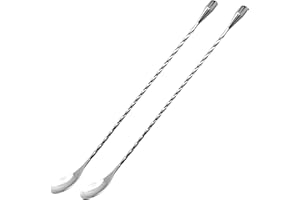 Hiware 12-Inch Bar Spoon, Set of 2, Stainless Steel Mixing Spoons, Spiral Pattern Bar Cocktail Shaker Spoon