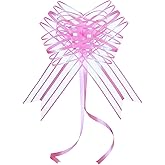 Large Bows for Gift Wrapping - Iridescent Pink Organza Pull-Bow for Baskets, Gifts Bow for Women, Party, Valentines Day, and More(6 inches, 10PCS)