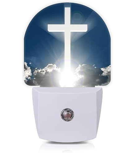 Round LED Night Light With Dusk-to-Dawn Sensor – Stained Glass Mary & Jesus Design With Roses & Doves, Plug-In Wall Light For Kids Room, Bedroom, Bathroom