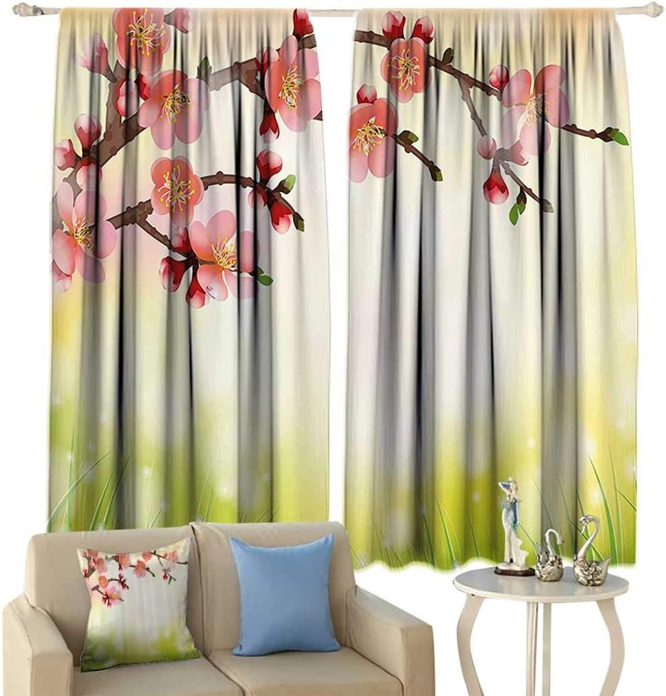 Bohogifts Japanese Decor Curtains, Flowers Decor Cherry