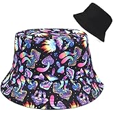 Bucket Hat Cotton Double-Side-Wear Reversible Sun Hat for Women Men, Summer Vacation Travel Beach Packable Fisherman Hat