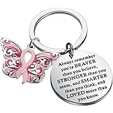 WSNANG Breast Cancer Awareness Gift Pink Ribbon Butterfly Keychain/Necklace Pink Ribbon Jewelry Breast Cancer Warrior Gifts