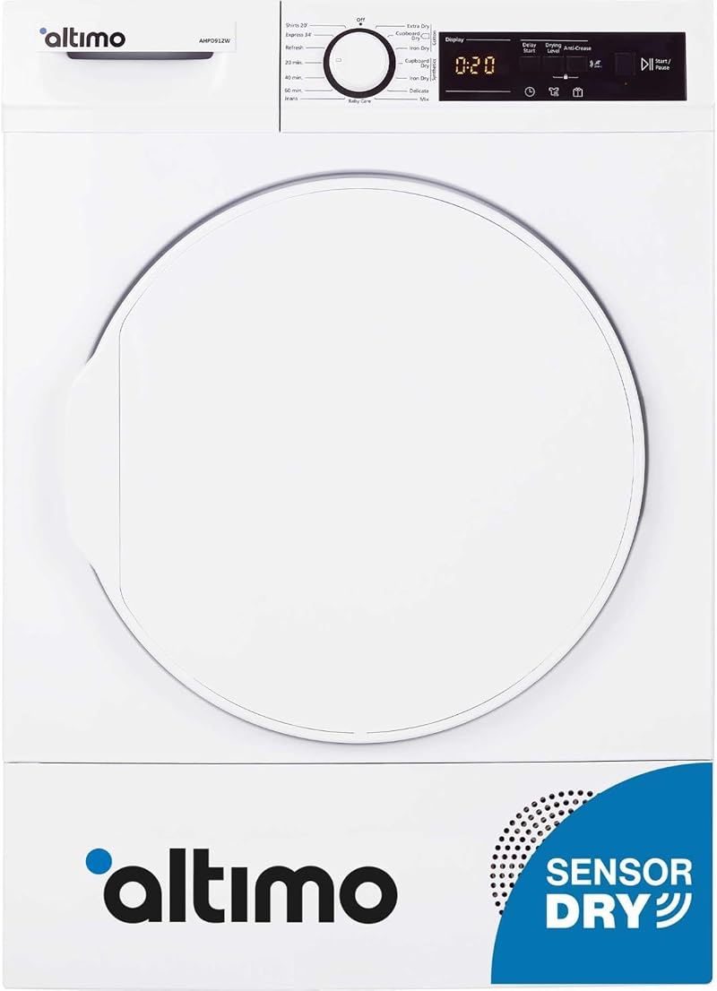 Altimo AHPD912W 9kg Heat Pump Dryer White A++ Energy Rated 15 Programs