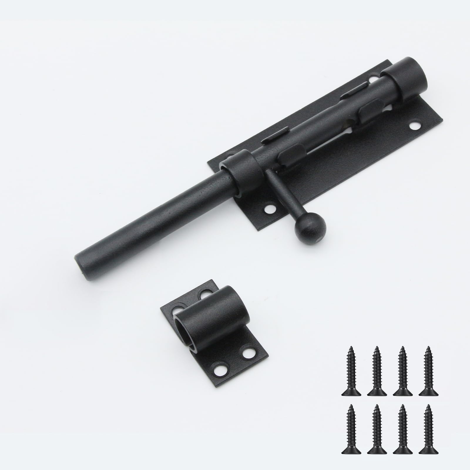 Lxoraziy 160mm(6″) Heavy Duty Slide Gate Latch Bolt Safety Door Lock with Padlock Hole, Stainless Steel Garden Gate Bolt, Solid Barrel Bolt with Screw for Wooden Gates Barrel Fence Shed Basement