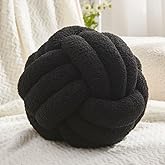 Petrella Knot Pillow Throw Pillows Ball Round Throw Pillows Home Decor Cushion Decorative Aesthetic Black 8inch