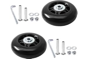 suiwotin 2pcs 70 x 24mm Luggage Wheels Replacement, Black Rubber Suitcase Wheels Replacement Repair Kit, Smooth Luggage Replacement Parts for Carry-on Roller Bag, Suitcase Bag, Trolley Bag