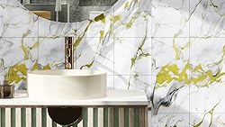 20-Pack Peel and Stick Gilded White Marble Tiles