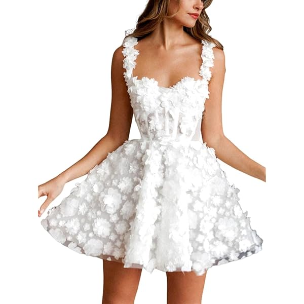 Amazon.com: Suayneo 3D Flowers Lace Women's Wedding Dress
