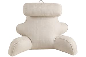 Reading Pillow - Large Reading Pillow with Armrest, Reading Pillow with Removable Headrest, Lumbar,Back,Bed Rest,Gaming, Wash