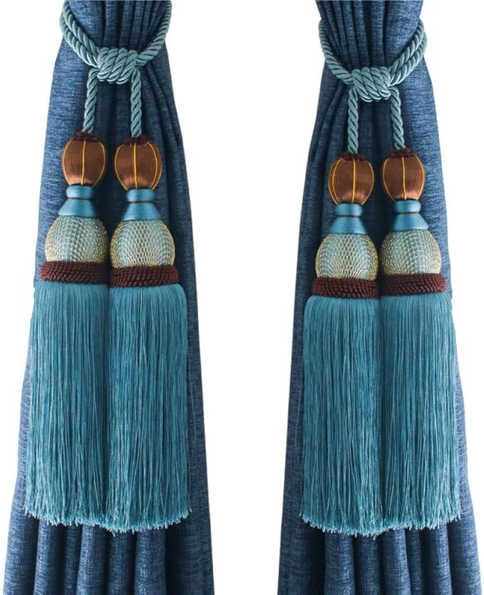 JLCK Cordón de Cortina con borlas, 1 par de Cortinas Tejidas a Mano